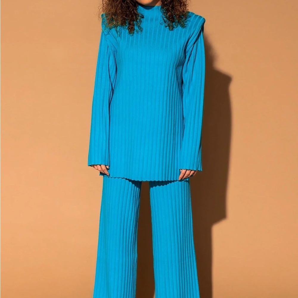 Dressed in LALA Vibrant Blue Ribbed Jumpsuit